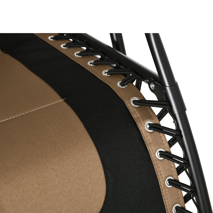 MCL Zero Gravity Lounger Chair, Folding Reclining Patio Chair with Shade Cover, Padded Seat, Cup Holder, Soft Cushion and Headrest for Poolside, Camping, Coffee