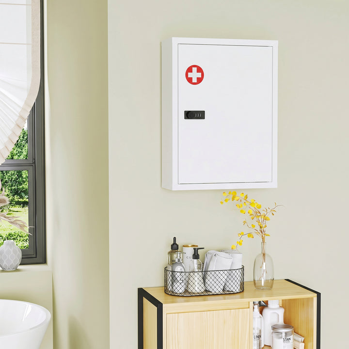 Wall Mount Medicine Cabinet, Bathroom Cabinet with Combination Lock, D