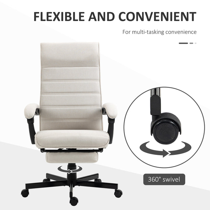 Office Chair, Computer Desk Chair, Fabric Swivel Chair with Adjustable Height and Rolling Wheels for Home Office Work Study, Cream White