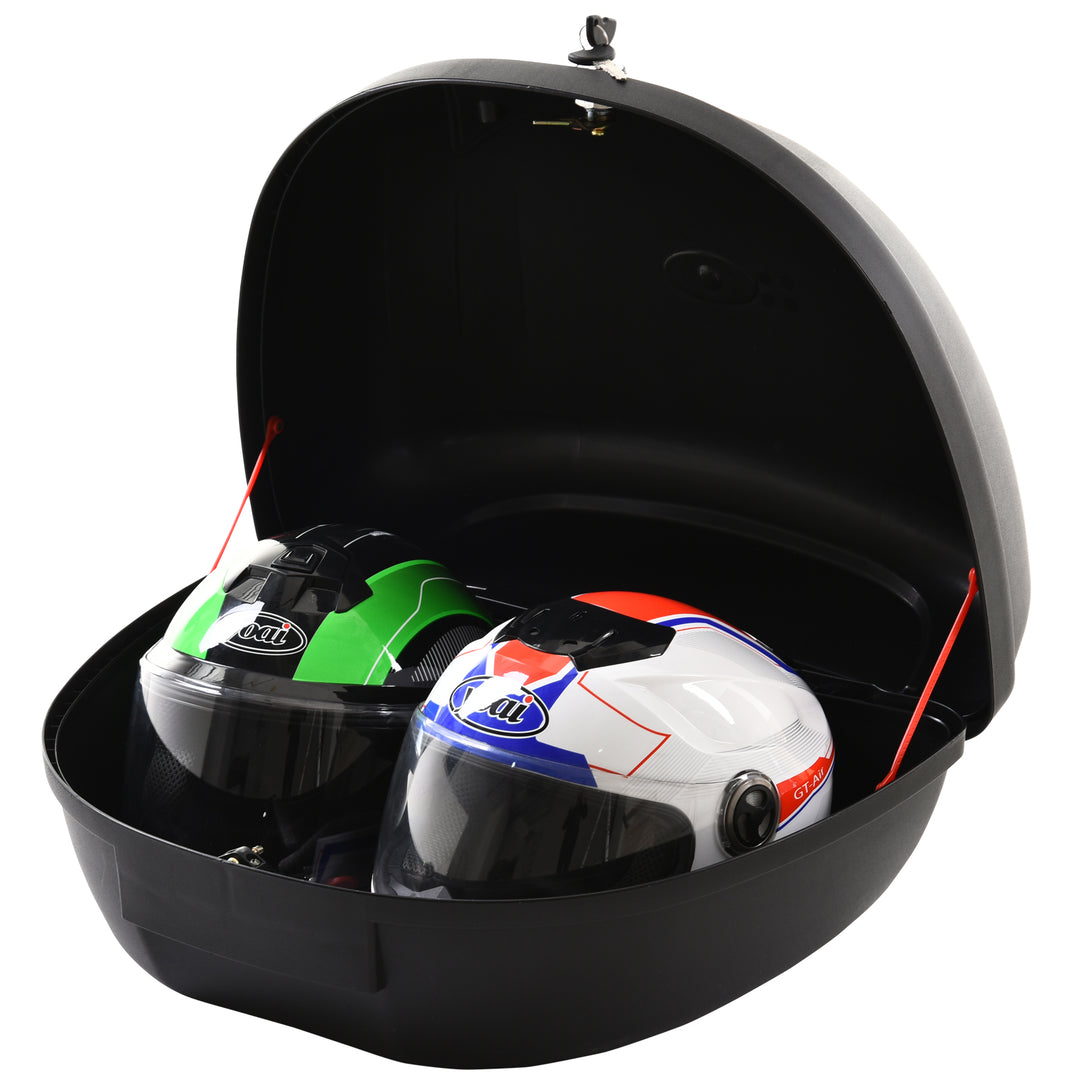 48L Motorcycle Trunk Travel Luggage Storage Box Motorbike Accessory Large Storage Space For 2 Half Helmet - Black