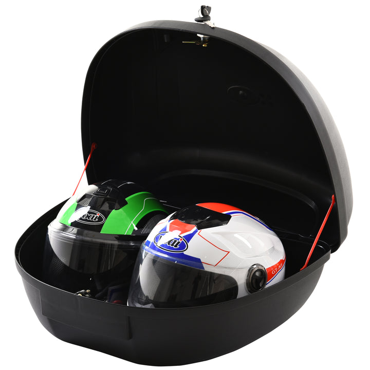 48L Motorcycle Trunk Travel Luggage Storage Box Motorbike Accessory Large Storage Space For 2 Half Helmet - Black