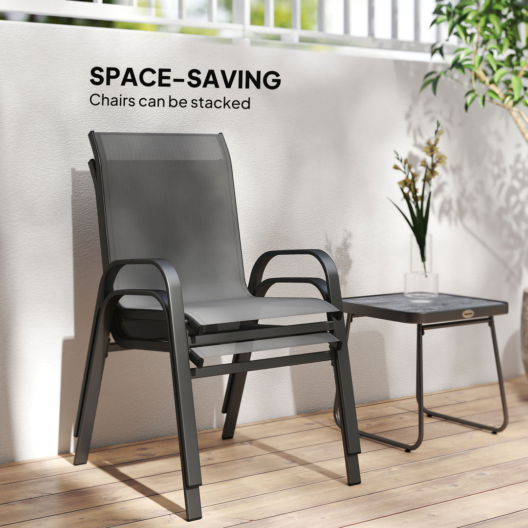 Three-Piece Metal Frame Garden Seating Set - Grey