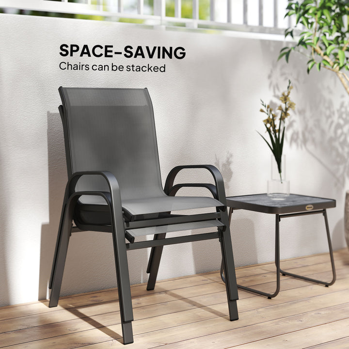 Three-Piece Metal Frame Garden Seating Set - Grey