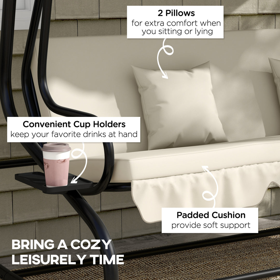 Convertible Three-Seater Swing Chair Bed - Cream