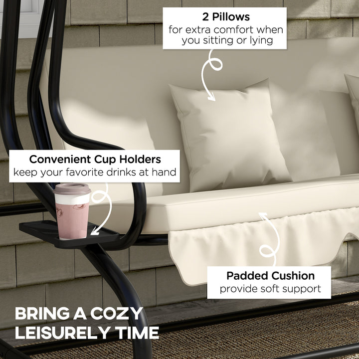 Convertible Three-Seater Swing Chair Bed - Cream