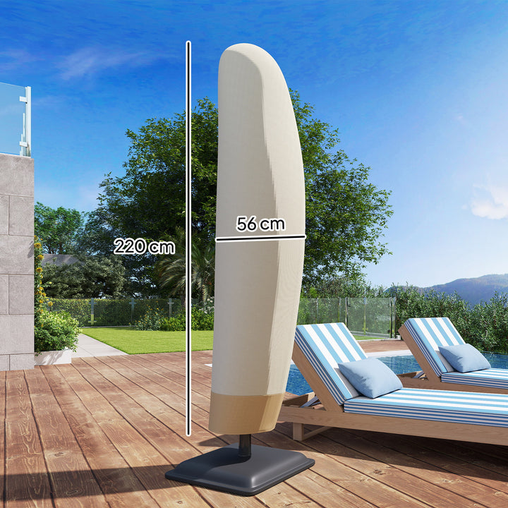 Parasol Cover, 600D Oxford Cantilever Umbrella Cover Fit for 2-4m Parasol, Banana Umbrella Protector with Zipper for Outdoor Garden, Patio, White