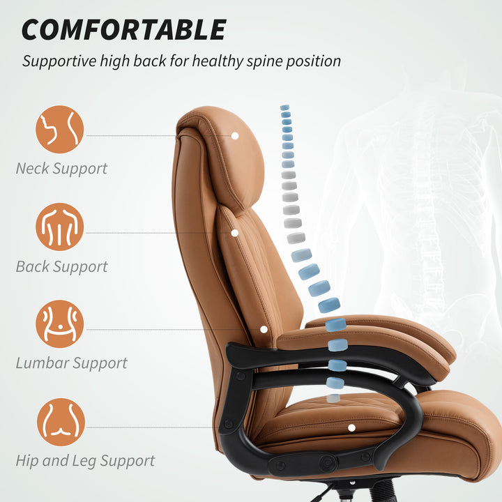 Spring Padded Faux Leather Office Chair - Light Brown