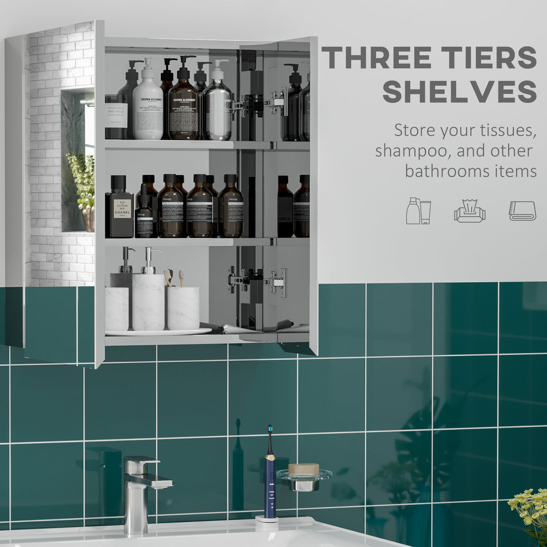 Bathroom Mirror Cabinet, Wall Mounted Medicine Cabinet with Hinged Door, Storage Shelves for Laundry Room