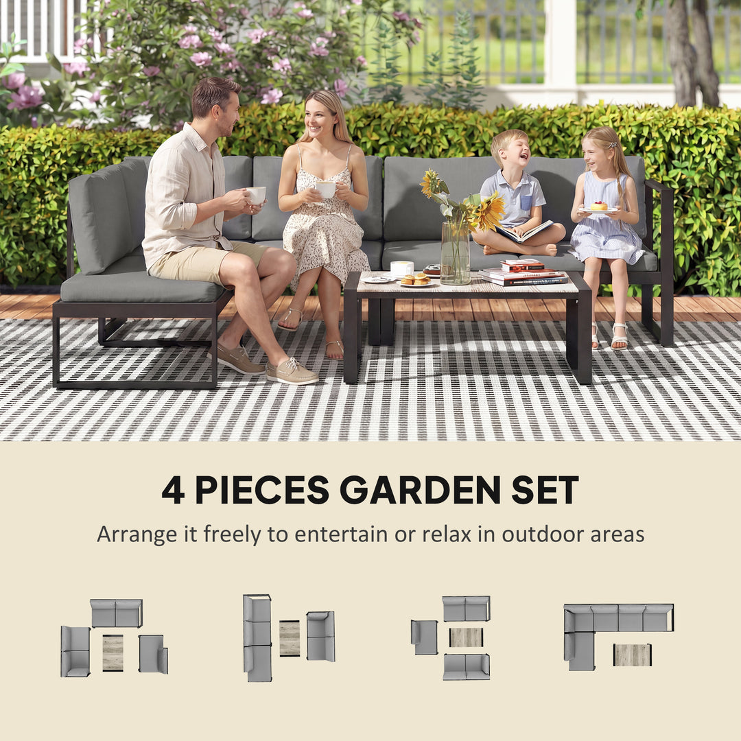 4 Piece Garden Furniture Set, Garden Sofa Set with 2 Loveseats, Armles