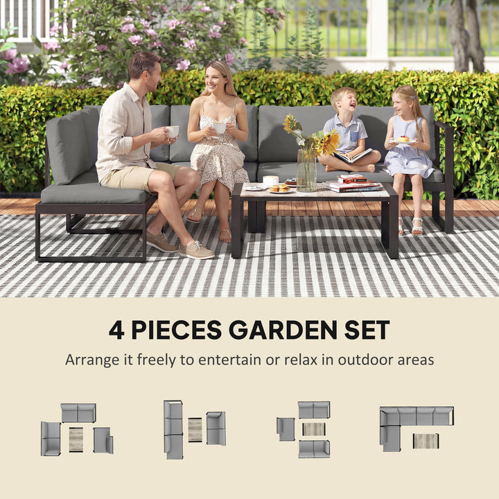 4 Piece Garden Furniture Set, Garden Sofa Set with 2 Loveseats, Armles