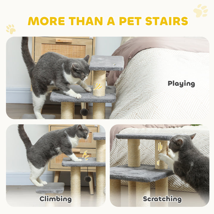 Dog Steps for Bed, 3 Step Adjustable Pet Stairs for Sofa with 6 Sisal 