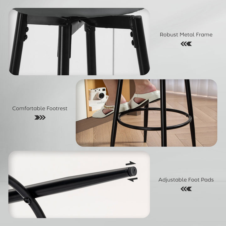 Set of Two Faux Leather Bar Stools - Grey/Black