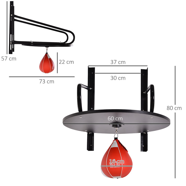 HOMCOM Boxing Speed Ball Set: Pear Bag with Platform, Wall Mount, Pump & Accessories, 60 x 73 x 80 cm | Aosom UK