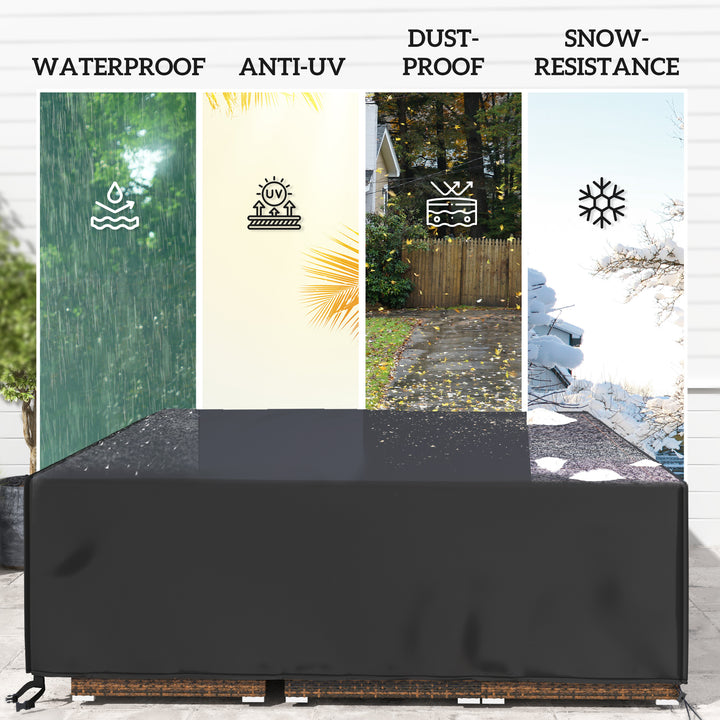 Large Patio Garden Furniture Set Cover 600D Oxford Square Waterproof, 230 x 230 x 70 cm, Black