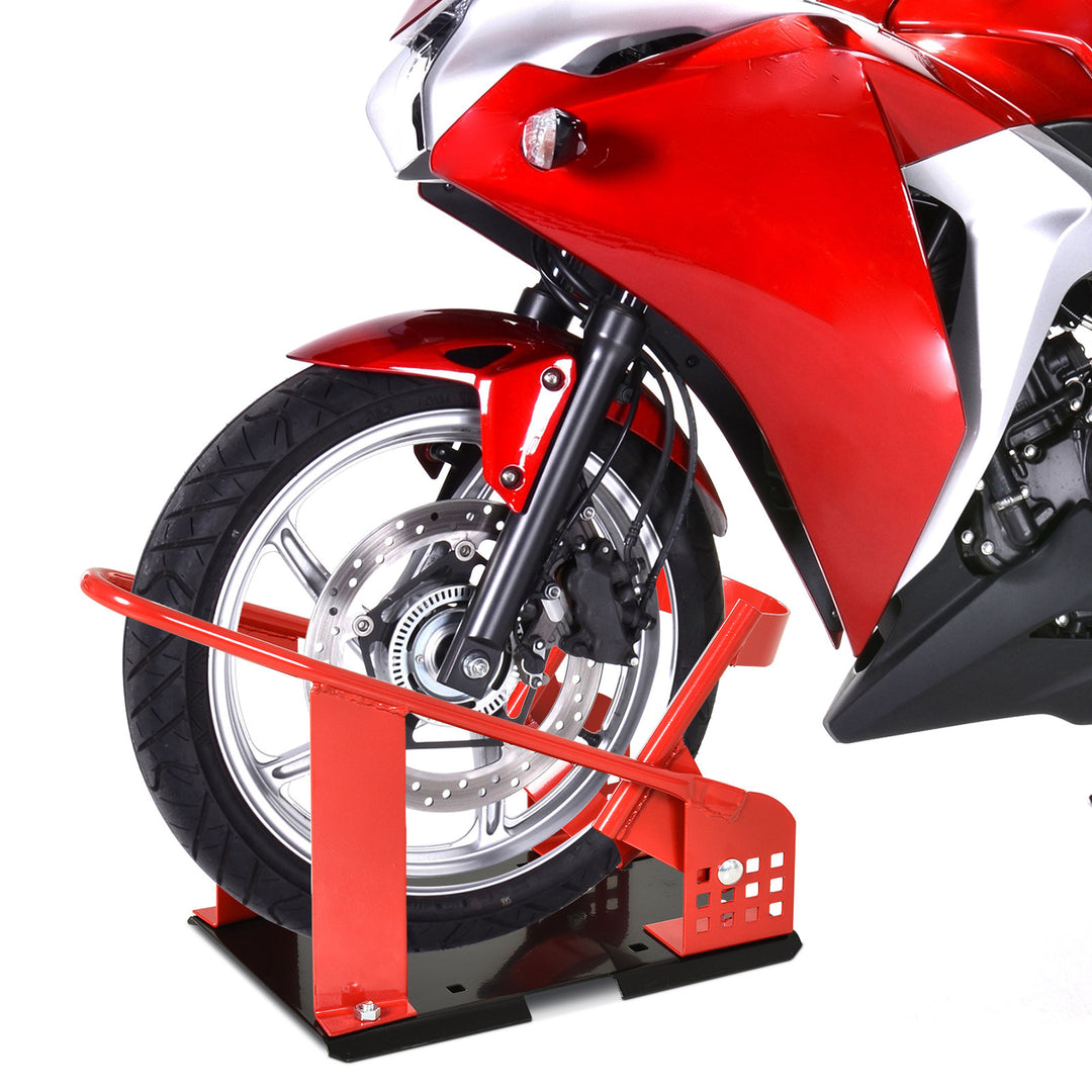 Motorcycle Wheel Chock 8-15.5 cm Metal Motorbike Holder Pre-Drilled Holes For Truck And Trailer