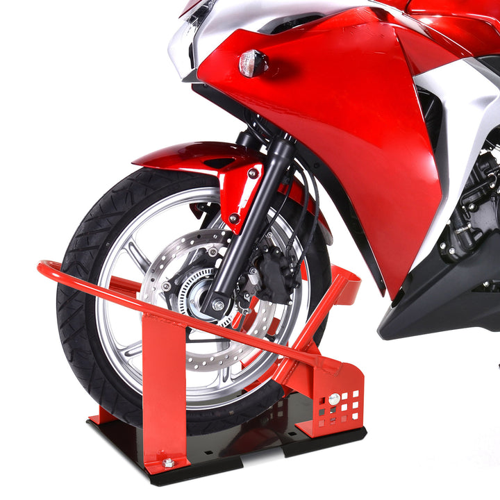 Motorcycle Wheel Chock 8-15.5 cm Metal Motorbike Holder Pre-Drilled Holes For Truck And Trailer