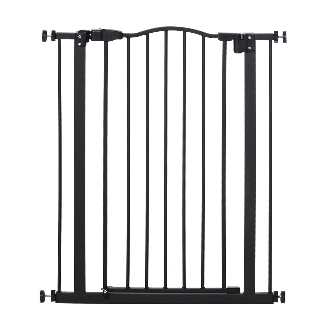 MCL Pressure Fit Dog Stair Gate No Drilling Safety Gate Auto Close for Doorways, Hallways, 74-80cm Adjustable, 94cm Tall, Black