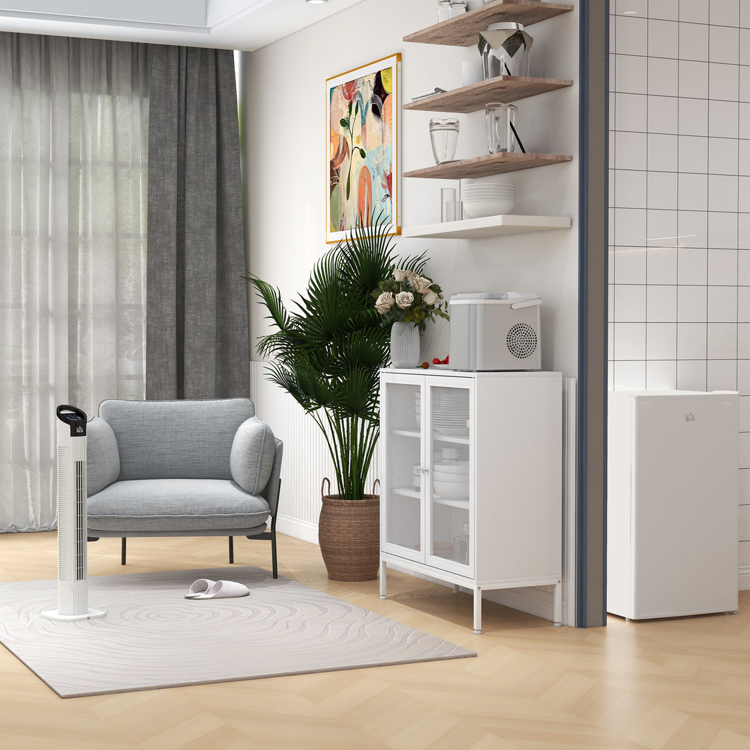 MCL 31" Freestanding Tower Fan, 3 Speed 3 Mode, 7.5H Timer, Oscillating, LED Panel, Remote Control, 31 Inch Standing Fan, White