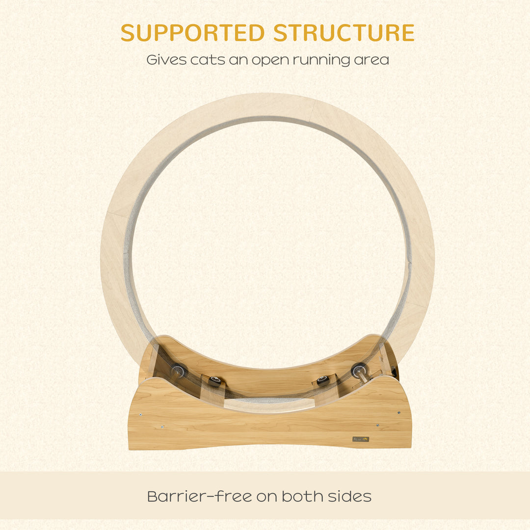 30" Wooden Cat Running Wheel with Brake, Natural Wood Finish