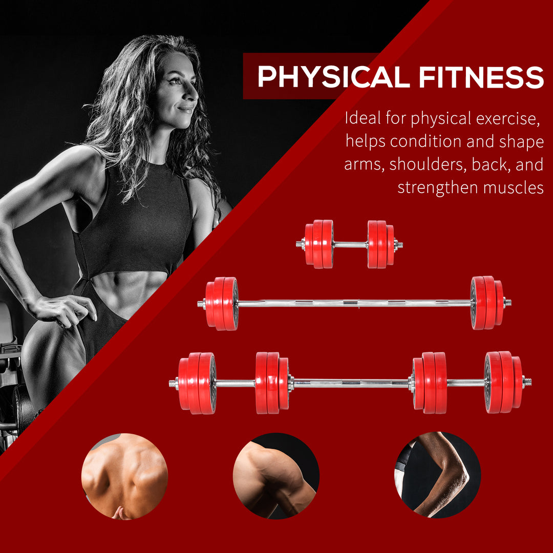 30KGS 2-In-1 Dumbbell & Barbell Adjustable Set Strength Muscle Exercise Fitness Plate Bar Clamp Rod Home Gym Sports Area