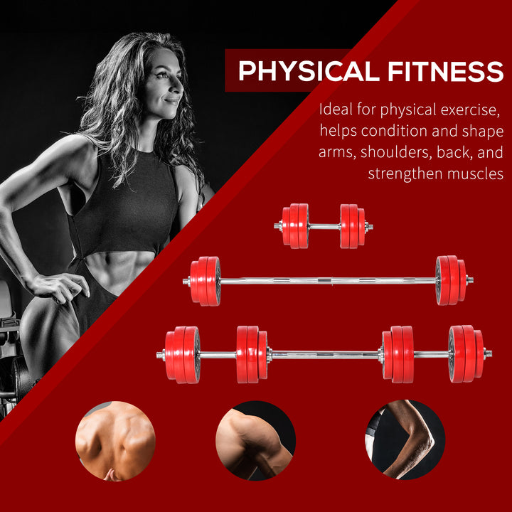 30KGS 2-In-1 Dumbbell & Barbell Adjustable Set Strength Muscle Exercise Fitness Plate Bar Clamp Rod Home Gym Sports Area