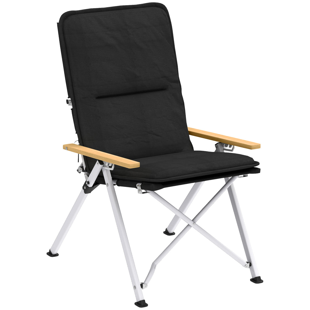 Portable Camping Chair for Adults, High Back Folding Chair with Padded Seat and Carry Bag, Outdoor Recliner for Hiking, Fishing, Beach and Picnic, Black