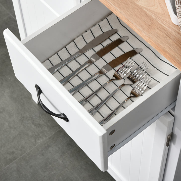 Modern Kitchen Cupboard, Wooden Storage Cabinet, Tableware Organizer with 2 Drawers for Living & Dining Room, White
