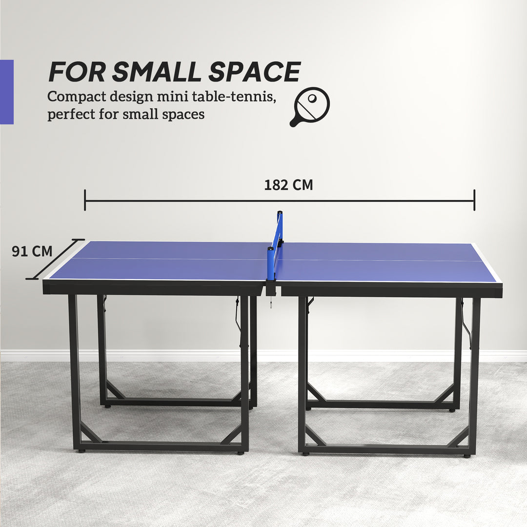 6ft Table Tennis Table, Ping Pong Table with Net, Foldable and Portable Ping Pong Set for Indoor Outdoor Use, Easy Assemble, Midsize, Blue