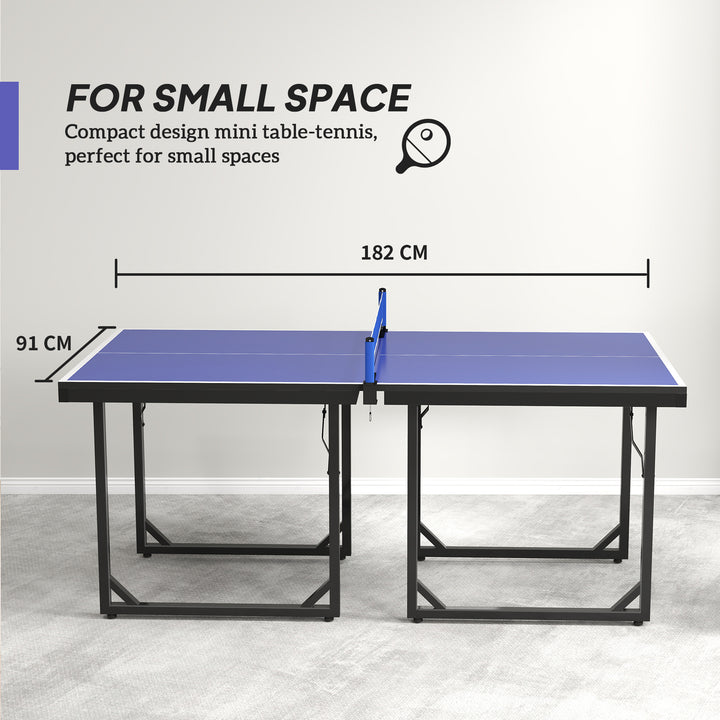 6ft Table Tennis Table, Ping Pong Table with Net, Foldable and Portable Ping Pong Set for Indoor Outdoor Use, Easy Assemble, Midsize, Blue