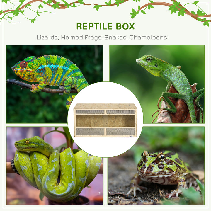 Reptile Terrarium Vivarium Habitat w/ Transparent Sliding Doors, Breathable Mesh, for Lizards, Horned Frogs, Snakes and Chameleons, 100 x 47 x 47cm