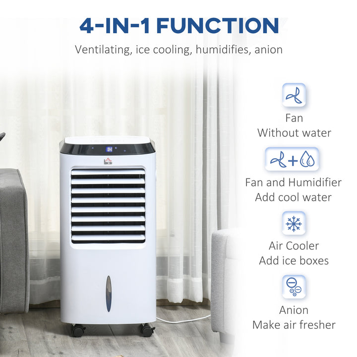 HOMCOM Portable Air Cooler, Evaporative Anion Ice Cooling Fan Water Conditioner Humidifier Unit w/3 Speed, Remote Controller, Timer | Aosom UK