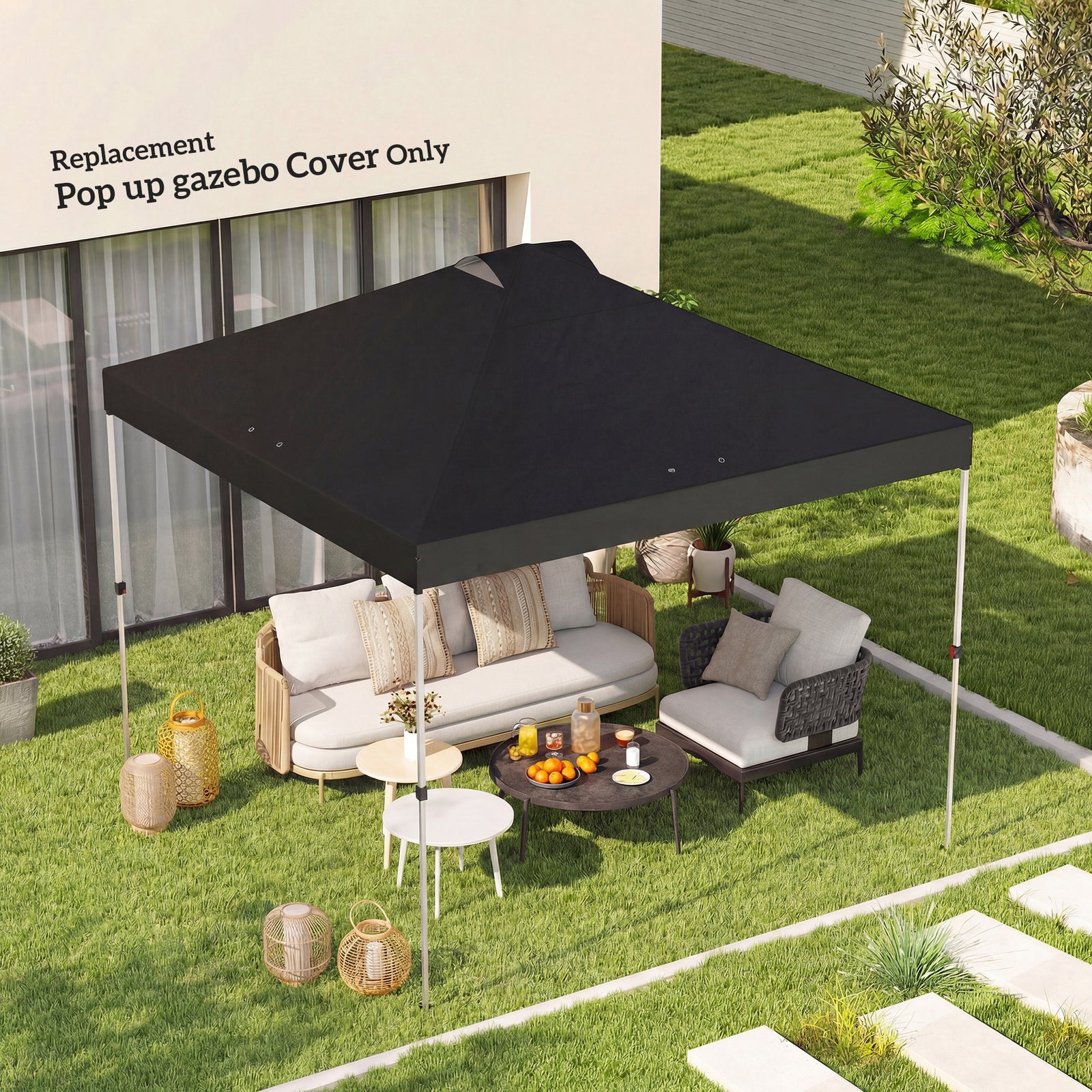 gazebo roof replacement UV50+ Waterproof Pop Up Canopy Cover with 8 Dr