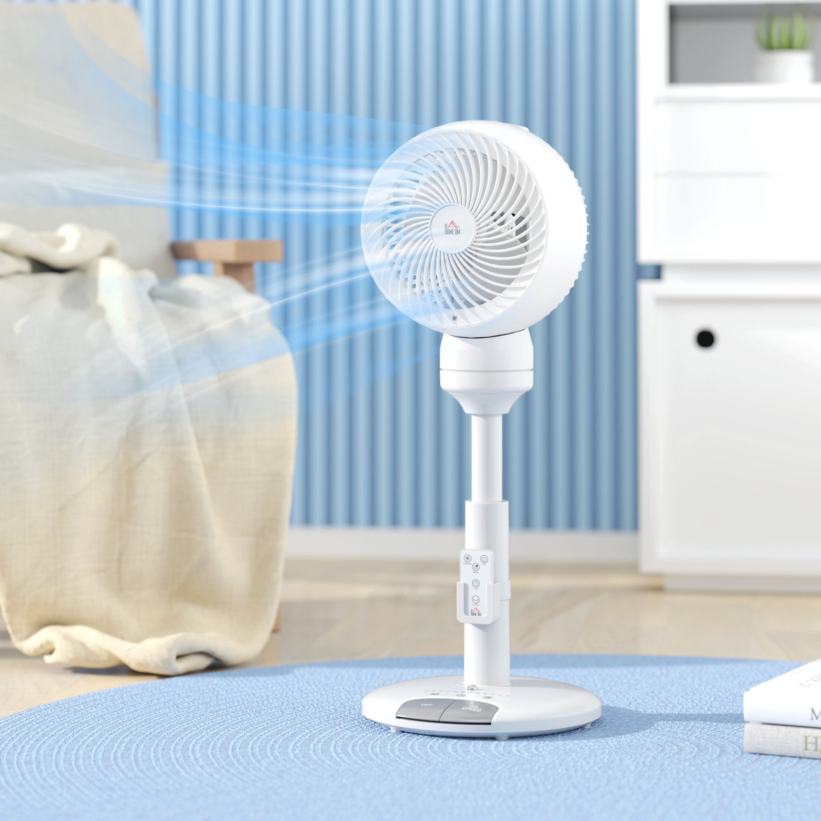 9'' Air Circulator Fan 3 Speed 3 Mode, 70° Oscillation 90° Vertical Tilt, Remote Controller, for Living Room, Bedroom, Office, White