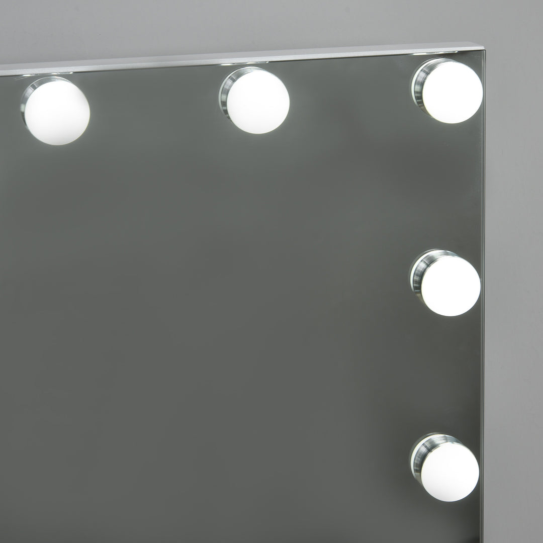 MCL Hollywood Mirror with Lights for Makeup Dressing Table, Lighted Vanity Mirror with 12 Dimmable LED Bulbs and USB Plug in Power Supply, White