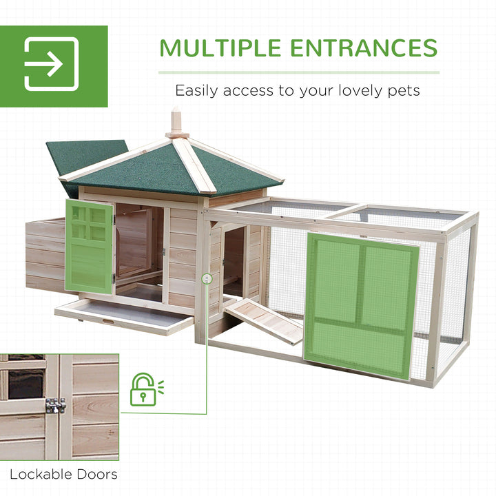 Chicken Coop Small Animal Pet Cage w/ Nesting Box Outdoor Run Backyard Wooden