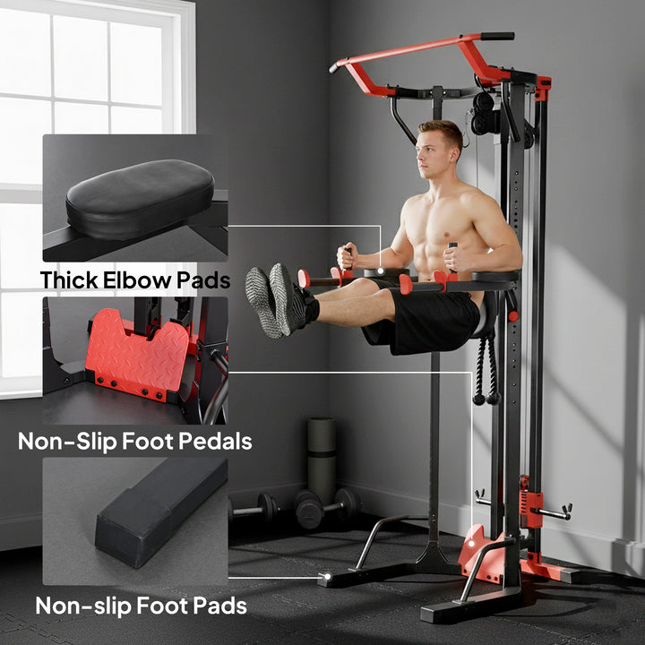 Power Tower with Lat Pull Down Machine, Pull Up Bar, Dip Station, Adju