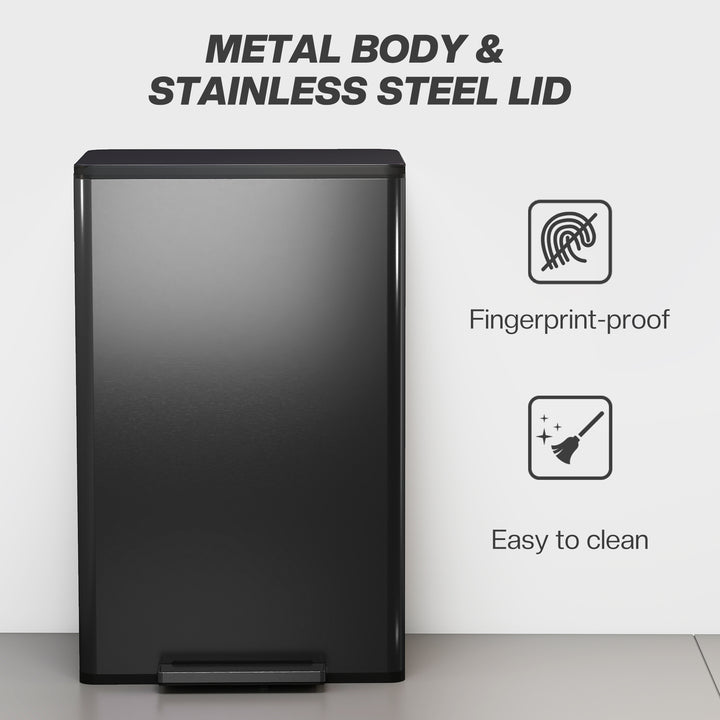 MCL 45L Kitchen Bin, Pedal Bin with Soft-Close and Stay-Open Lid, Removable Inner Bucket, Odor Control for Kitchen, Office