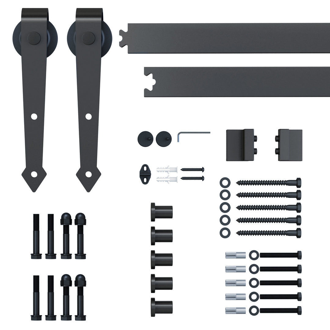 6.6FT Carbon Steel Sliding Door Kits Barn Hardware Closet Set Antique Style Track System For Single Wooden Door