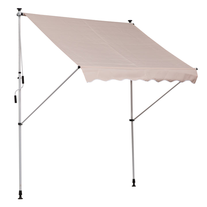 Outsunny 2x1.5m Garden Patio Manual Awning Canopy Sun Shade Shelter Adjustable Aluminium Frame Awning Beige