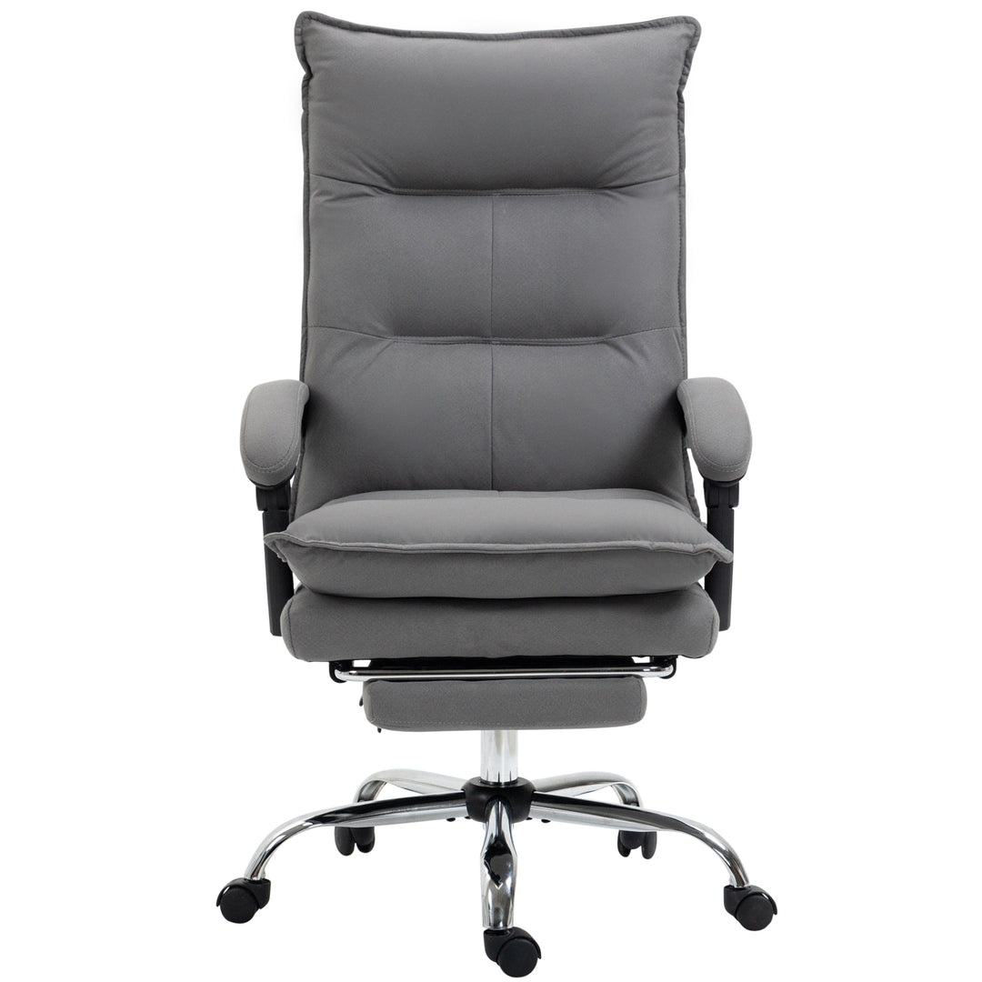 Massage Office Chair with Footrest, Desk Chair with 6 Point Massage and Heat, 155° Reclining Back for Home, Thick Padding, Grey