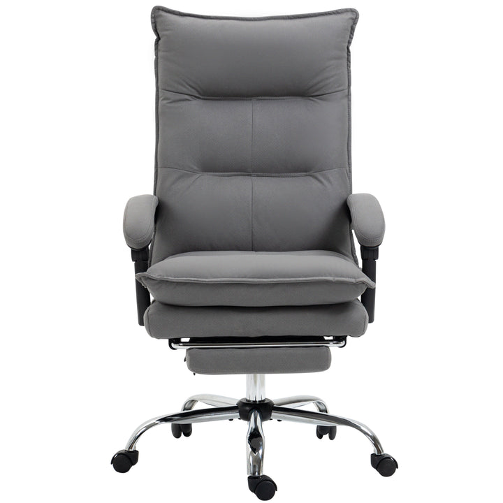 Massage Office Chair with Footrest, Desk Chair with 6 Point Massage and Heat, 155° Reclining Back for Home, Thick Padding, Grey