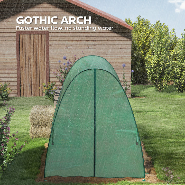Polytunnel Greenhouse with Sandbags, Walk-In Tunnel Green House with 2 Doors and Screen Windows, 1.8 x 1.8 x 2m