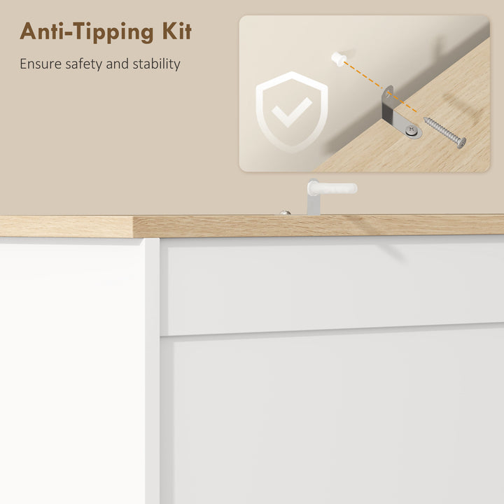 Kitchen Cupboard, Freestanding Kitchen Cabinet with 2 Cabinets, 2 Draw