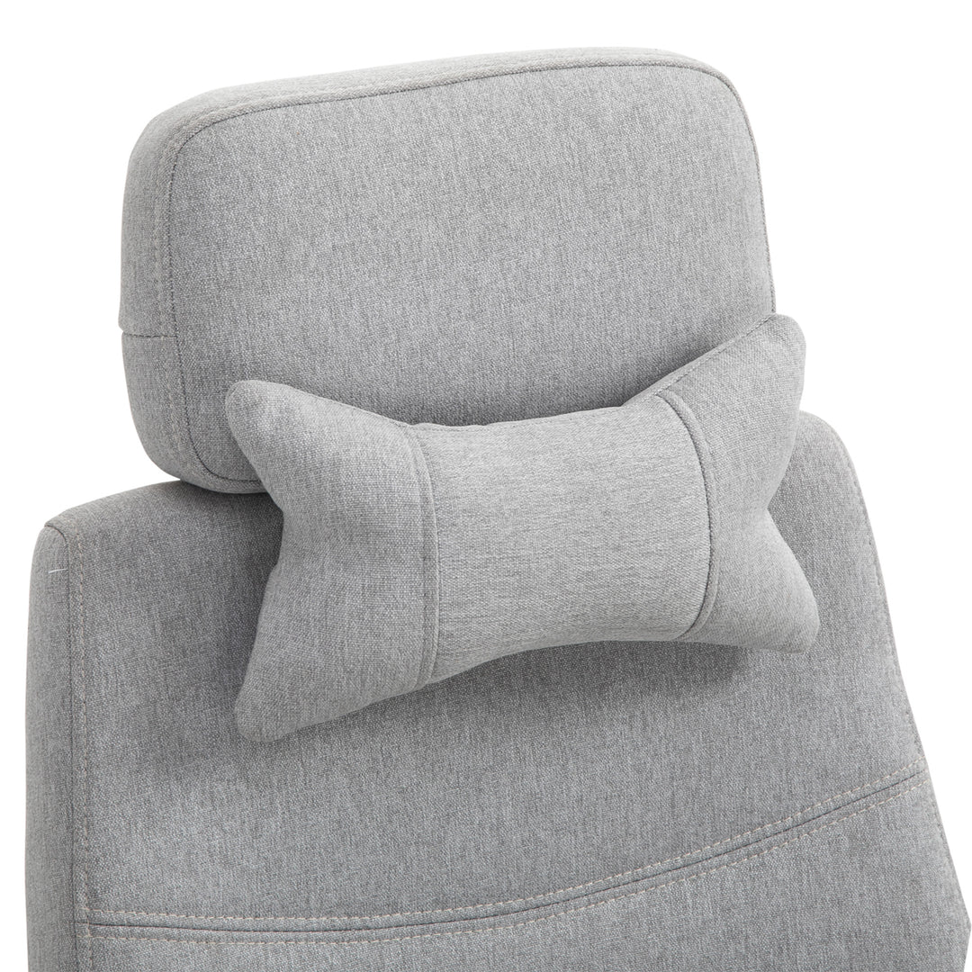 Office Chair, Ergonomic Desk Chair, High Back Fabric Work Chair with 160° Reclining Backrest, Retractable Footrest, Neck and Lumbar Pillow for Home and Study, Grey