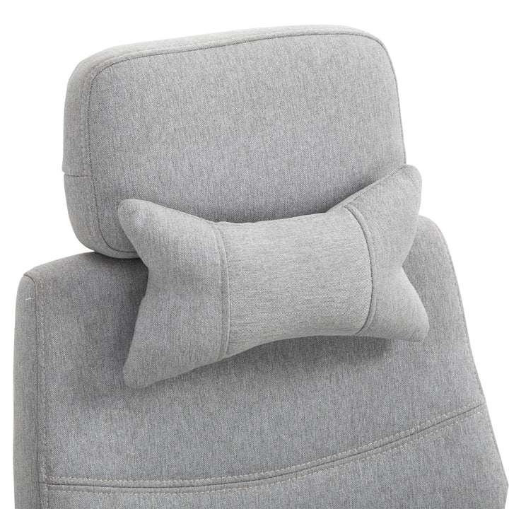 Office Chair, Ergonomic Desk Chair, High Back Fabric Work Chair with 160° Reclining Backrest, Retractable Footrest, Neck and Lumbar Pillow for Home and Study, Grey