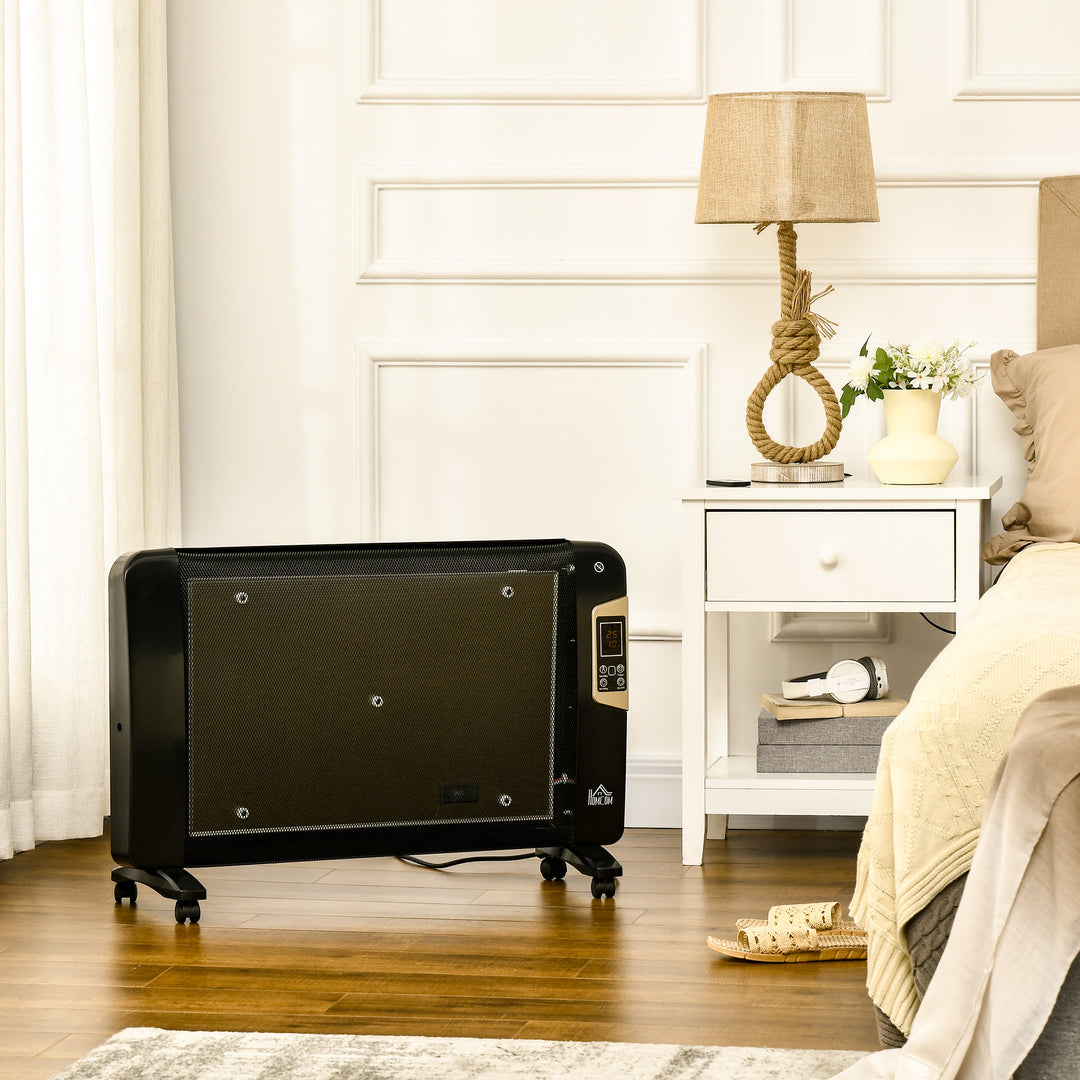 MCL Mica Electric Space Heater, Portable Heater for Home with 2 Heat Settings, Living Room, Study, Garage, Adjustable Temperature 18-30°C, 1000W/2000W, Black