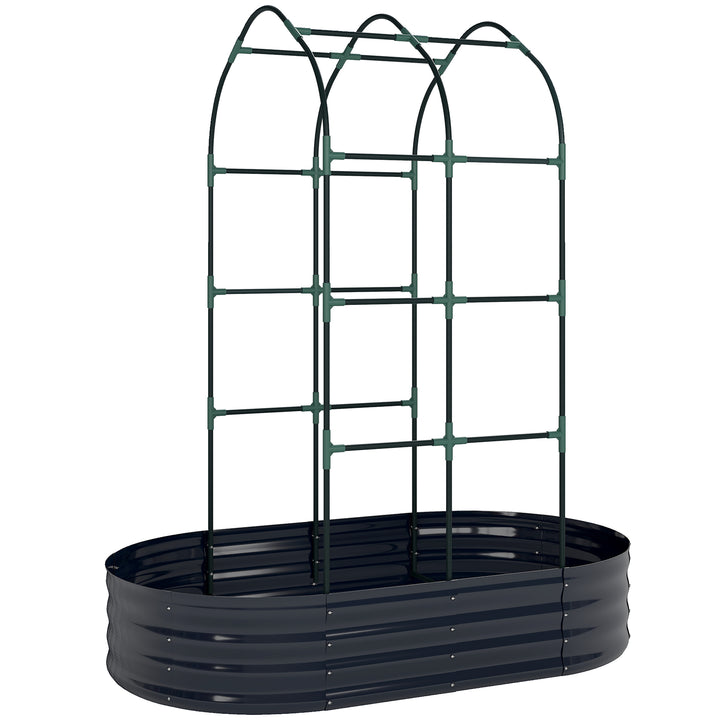 Galvanised Raised Garden Bed with Arched Trellis, 5 x 3 x 6ft Metal Ra
