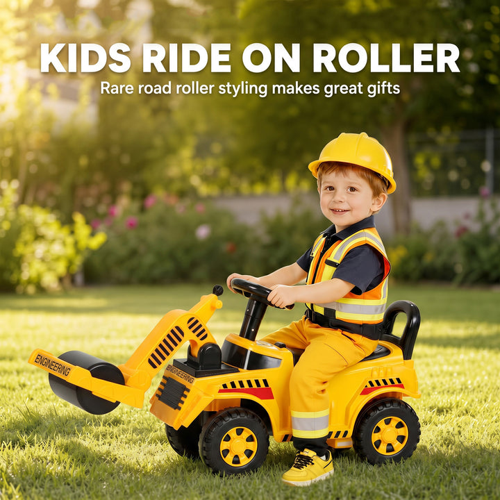 Ride On Tractor, Kids Bulldozer Pull Cart with Horn, Storage, Front - view 4