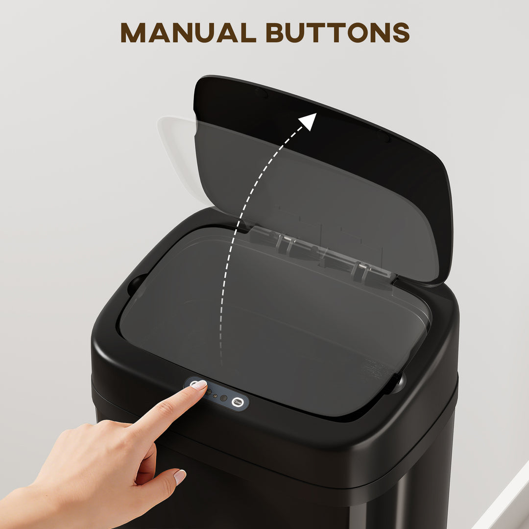 50L Stainless Steel Sensor Bin - Silver Tone
