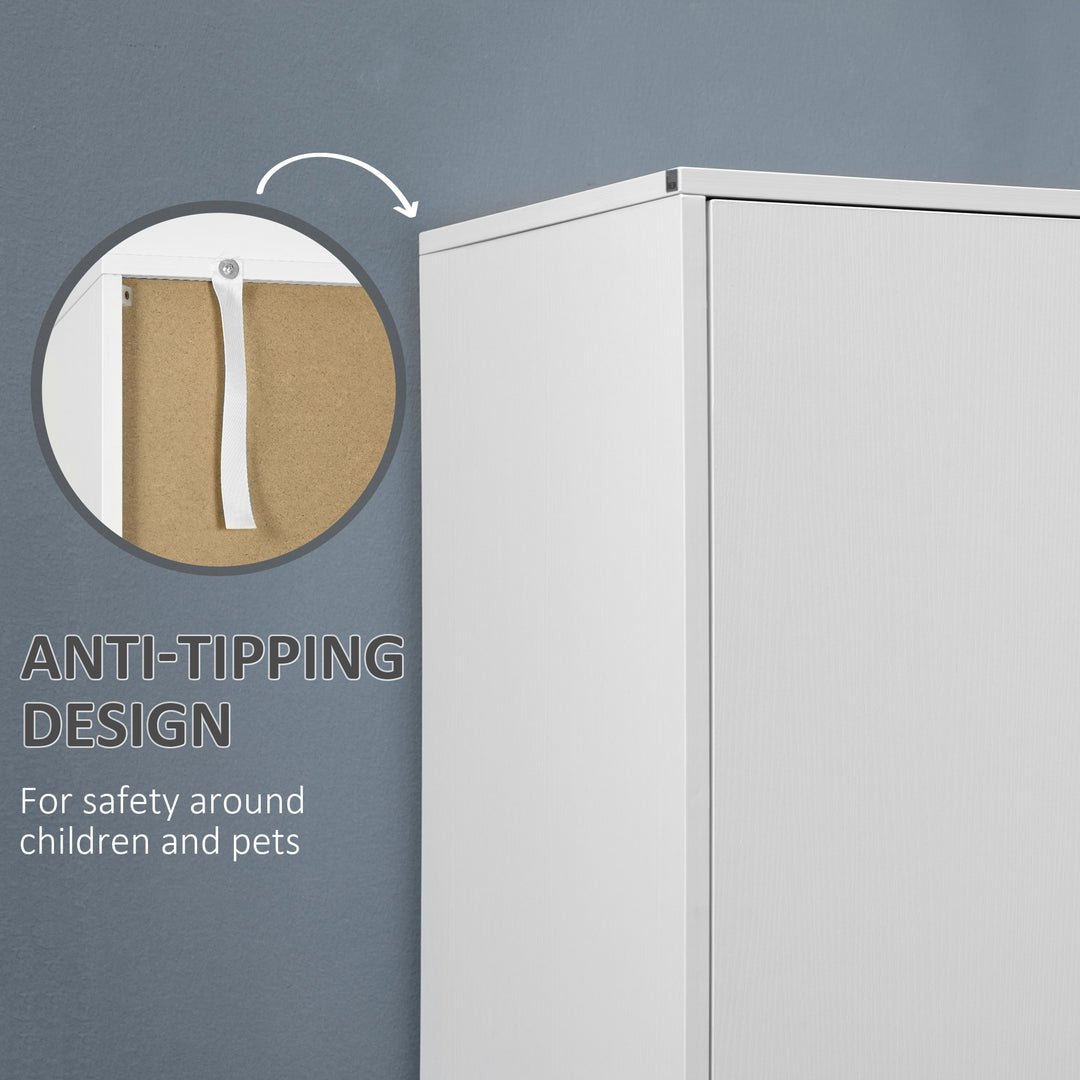 MCL 2-Door Wardrobe with 2 Drawers, Hanging Rod and Anti-tipping Straps for Bedroom Clothes Storage Organisation, White